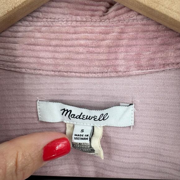Madewell Pink Corduroy Button Front Shacket Utility Pockets Women’s Small - Picture 3 of 7